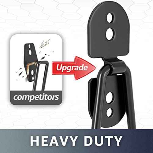 Garage Hooks 4-Pack, 11.8" Long Large Shed Storage Hanger Garden Tool Hook Heavy Duty Wall Mount Double Holder with 2 Extension Cord Storage Straps, Organize Yard Utility Hanging Ladder Black