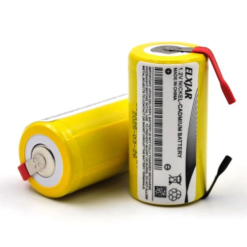 (5-Pack) Sub C 1.2V 2000mAh Ni-CD Rechargeable Batteries with Tabs for Power Tools, Cordless Drills, Emergency Lights, High Drain Devices