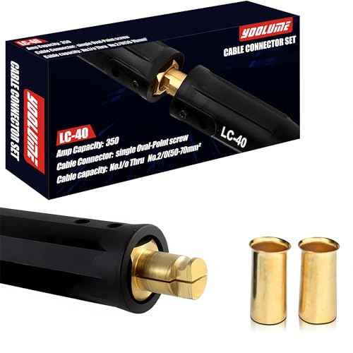 2 Pack LC-40 Cable Connector Set (2 Male / 2 Female), Welding Lead Connectors, Welding Cable Connectors for Welding Machine Accessories, Cable Capacity:1/0 Thru 2/0(50-70mm©÷) - 350 Amp Max Rating