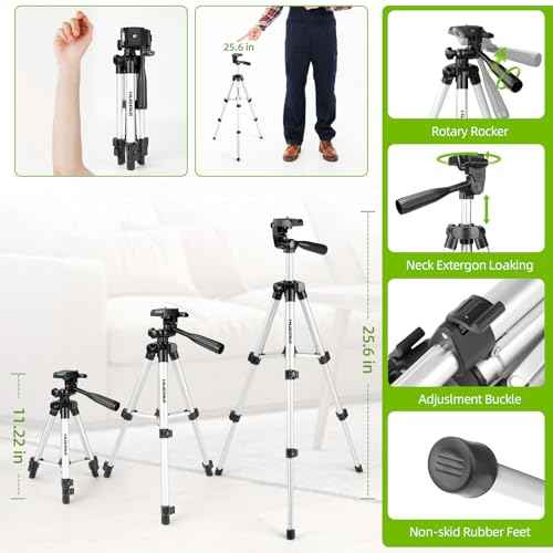 Laser Level with Tripod, HUEPAR 98Ft Self Leveling Laser Level Green Line Laser Cross Line Laser Leveler Tool for Picture Hanging, Tile, Home Renovation, Indoor Project, Battery&Carrying Bag Included