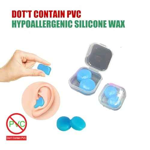 Wax Ear Plugs for Sleep - 34 Silicone Wax Earplugs for Swimming and Sleeping - Gel Ear Plugs for Noise Cancelling, Ear Protection - 32dB Noise Reduction earplugs (34-Pieces) Blue