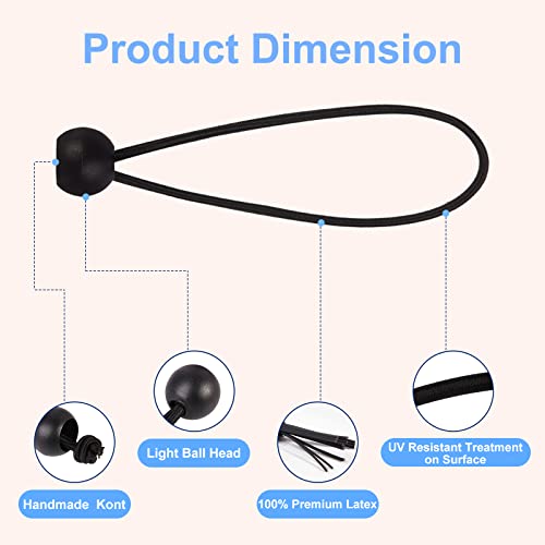 Black 30PCS Heavy Duty Ball Bungee Cords 6-11 Inch Tarp Canopy Tie Down Set