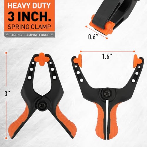 HORUSDY 16-Pack Spring Clamps Heavy Duty, 3-inch Mini Clamps for Crafts with 1-5/8 Inch Jaw Opening for DIY, Gluing, Clamping and Securing