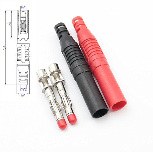 10Pcs Red and Black Insulated 4mm Banana Plug Connectors for Multimeter Test Leads