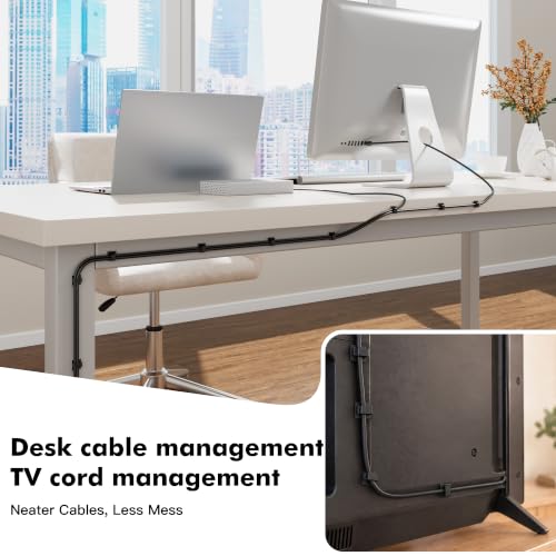 TEZOP Small Black Adhesive Cable Clips for Cord Management - 30 Pack