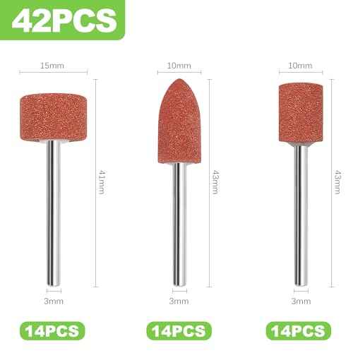 42 Pcs Sanding and Grinding Drill Bit Set, 1/8" Shank Rotary Tool Attachments, Diamond and Aluminium Oxide for Metal, Stone, Ceramic, Glass Polishing, Carving, Rust Removal