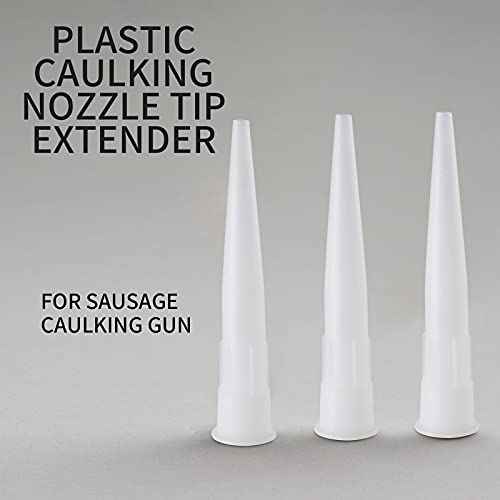 36Pcs Plastic Caulk Nozzles, Caulk Extension Nozzle Tip Replacement for Sausage Caulking Gun (White)