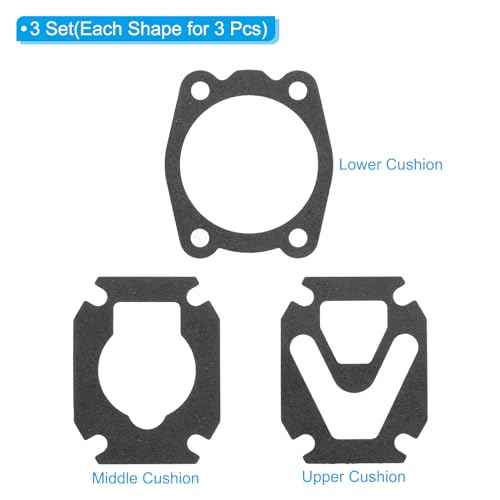 PATIKIL Pad Air Compressor Valve Plate Replacement Kit, 3 in 1 Air Compressor Cylinder Head Base Valve Plate Paper Sealing Gasket, Black (3 Set)