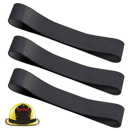 Firefighter Helmet band, Fire Helmet Rubber Strap, Heavy Duty Firefighting Hat Bands for Most Fire Helmets or Hard Hats, Holding Firefighting Tools Accessories, Black, 3 Pack