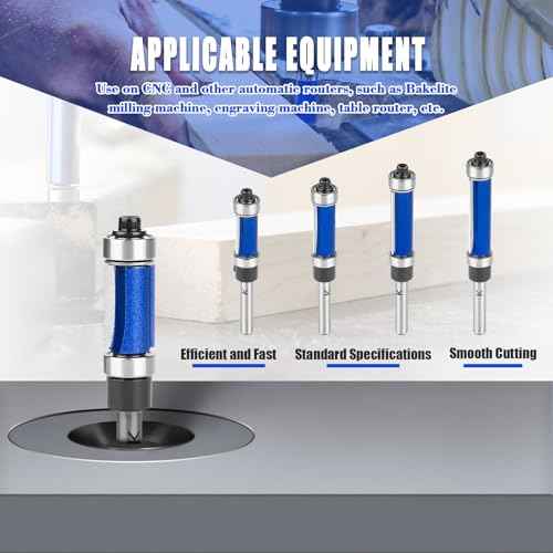 Top and Bottom Bearing Flush Trim Router Bit 1/4 Inch Shank, 1-1/2" Cutting Length,1/2" Cutting Diameter, Carbide Pattern Flush Trim Cut Router bit