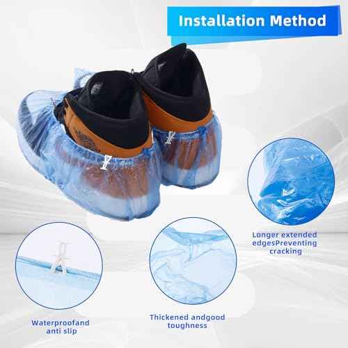 100 Pack of Disposable Shoe Covers for Indoors with T-buckle, Non-Slip Shoe Booties Covers for Automatic Shoe Dispensers, Can Be Used in Laboratories, Homes, Stores, and Other Public Places