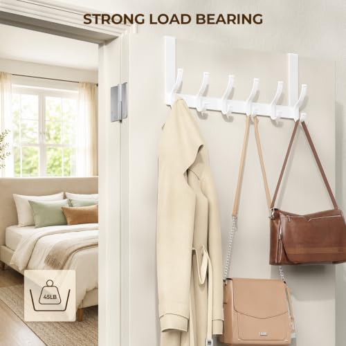 Optish Over The Door Hooks White 1Pack - Space-Saving Bathroom & Closet Organizer