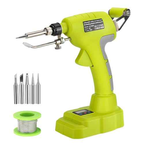 Choerinton Soldering Iron Compatible with Ryobi 18V Battery Soldering Iron Kit 75W LED Digital Soldering Gun Welding Iron with 5pcs Tips 50g 0.04" Solder Wire for Home DIY Repairing Welding