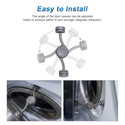 PCTC Magnetic Door Prop for Front Load Washer (Gray) – 360° Adjustable, Non-Slip