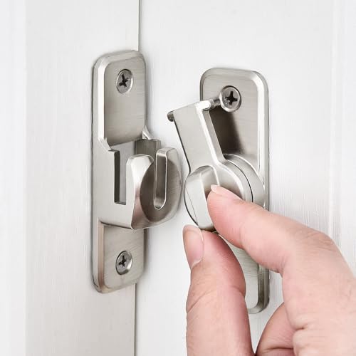 INIRET Silvery 90/180 Degree Flip Latch Zinc Alloy Barn Door Lock - Variation 1