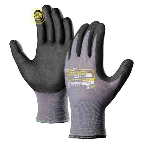 COOLJOB 3/12/36 Pairs Safety Work Gloves Microfoam Nitrile Rubber Coated, Seamless Knit Nylon with Full Fingers Touchscreen, Grip Nitrile Dipped, Ideal for Warehouse, Home Improvement, Grey Large