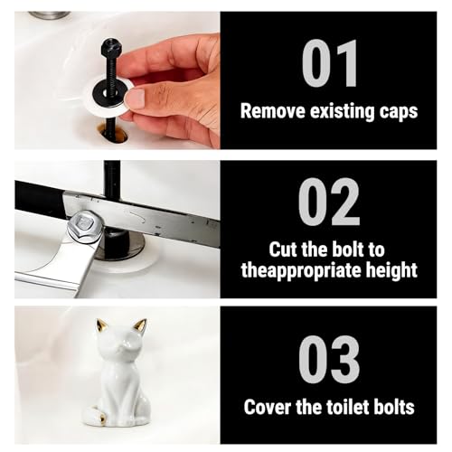 2 Pack Ceramic Toilet Bolt Covers - Cute Cat Design Bathroom Decor