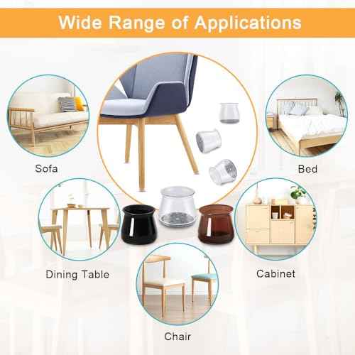 32 Pcs Chair Leg Protectors for Hardwood Floors, Silicone Felt Furniture Leg Cover Pad for Protecting Floors from Scratches and Noise, Smooth Moving, Large(Fit Round Diameter£º1-5/16" to 2")