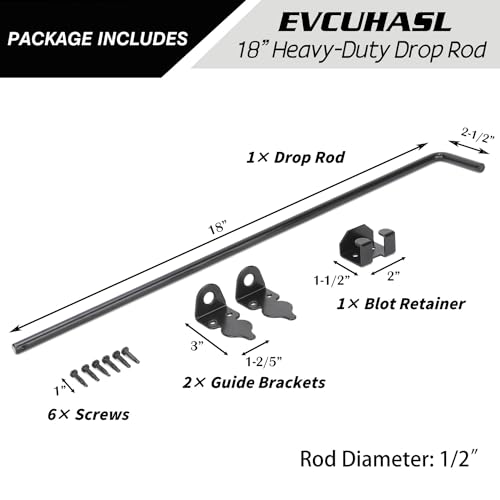 18 Inch Heavy-Duty Black Cane Bolt Drop Rod for Gates, 1 Pack - EVCUHASL