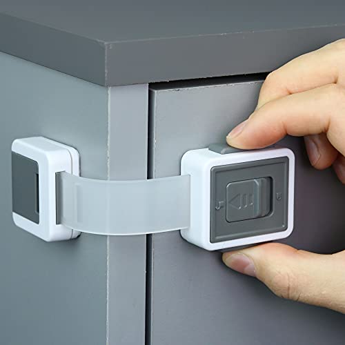 Wappa Baby Child Safety Locks 4-Pack - Adjustable Drawer & Cabinet Locks with Double Lock Option