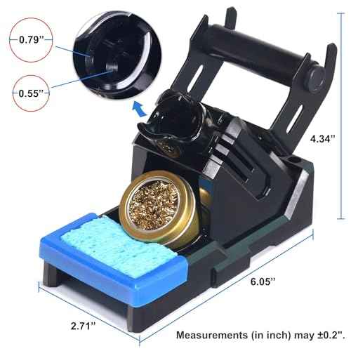 YIHUA X-2 Evolution Advanced Heat-Resistant Soldering Iron Holder & Storage System with Solder Spool Holder, Brass Wool Tip Cleaner, Cleaning Sponge, Protective Edge, 5 Integrated Tip Storage Slots
