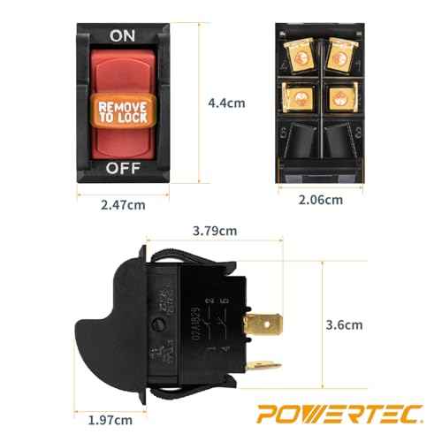POWERTEC 120V/230V Dual Voltage 16 Amps, On/Off Safety Toggle Switch for Power Tools,Fits Table Saw, Router Table, Drill Press, Bench Saw, Bandsaw (71353)