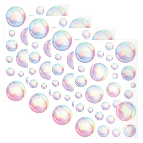 4 Sheets Bubble Wall Decals Under The Sea Birthday Party Decor Ocean Bathroom Sticker Colour Bubble Ocean Background for Laundry Room Bedroom Living Room Wall Mermaid Shower Theme Party