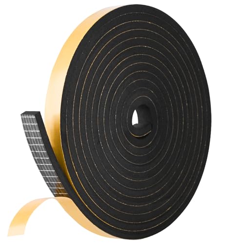 Kikerike Self Adhesive Foam Weatherstrip Tape 1/2in x 1/4in x 16.5ft for Door & Window Sealing