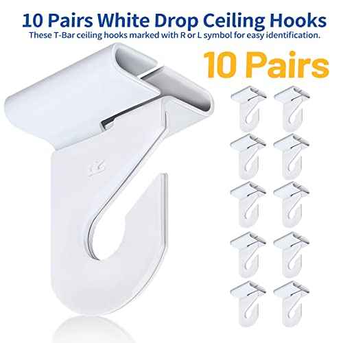 Wakhow 10 Pairs Drop Ceiling Hooks for Hanging, Suspended Track Ceiling Tile Clips, Ceiling Grid Hangers for Decorations from Classroom, Office, Home, Wedding, Hold Up to 20 lbs, 1" W X 1¨ö" H