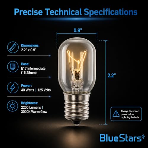 BlueStars 8206232A E17 40W Microwave Light Bulb – 3 Pack
