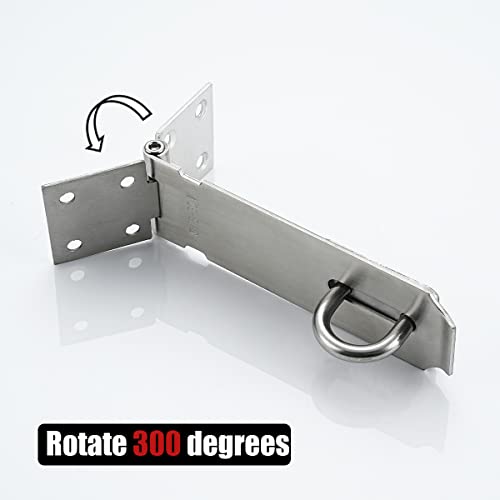 JQK 5 Inch Brushed Stainless Steel Door Hasp Latch Lock - Heavy Duty Security Clasp DL130-BN