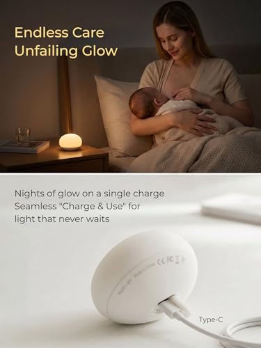 EASZZZ Baby Night Light Egg Lamp for Nursery, Warm White Flip Design Touch Lamp
