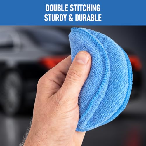 Blue Microfiber Car Wax Applicator Pads – 5-inch Buffing & Polishing Foam Pads, 6 Pack