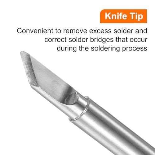 HARFINGTON Soldering Iron Tips T12-K 4.5mm Tip Width Nickel-Plated Knife Tip Fast Heat up Solder Replacement Tip for Fine welding, Electrical Solder Station, Silver Tone