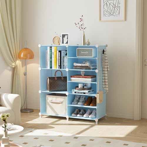 AWTATOS Closet Organizer 6 Cube Storage Shelves Portable Closet Clothes Organizers and Storage Stackable Cubby Shelving for Closet Bedroom Living Room Blue