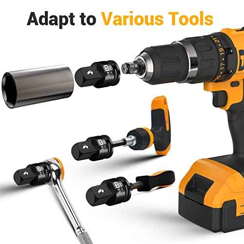 Tools for Men 3/8 to 1/2 Socket Adapter: Valentines Day Gifts for Adults 3/8 To 1/4 Impact Adapter Cr-Mo Drill Wrench Ratchet Drive Reducer Extension Square Impact Driver Bit Set Hand Gadgets