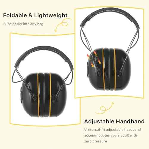 ROTEAR Bluetooth 5.3 Hearing Protection, NRR 25dB Noise-canceling Rechargeable Safety Earmuffs, Wireless Over-ear Headphones with Music for Mowing Lawn, Workshop, Snowblowing, Construction (BLACK)