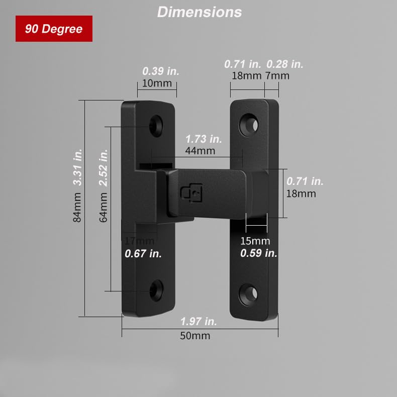 ETEKJOY Heavy-Duty Black Flip Latch Lock 90-Degree Door Lock for Gate, Barn, Garage, Fence