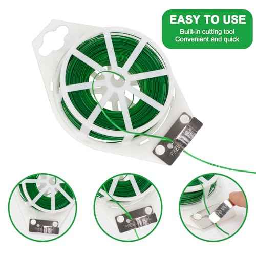 2 Pack 492FT Garden Twist Tie with Built-in Cutter, Rustproof Green Coated Plant Ties for Gardening, Flexible Reusable Tomatoes Ties Support for Indoor Outdoor Home and Office Use