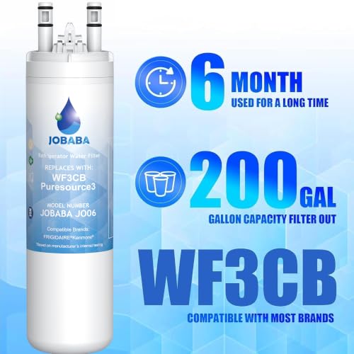 JOBABA Frigidaire WF3CB Water Filter Replacement 2-Pack - NSF Certified, Long-Lasting Filter for Clean Drinking Water
