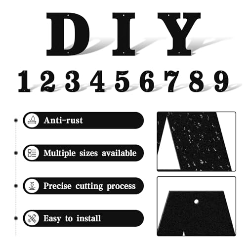 ShowMtheM 4'' Black House Numbers for Outdoor Modern Address Sign - Matte Finish