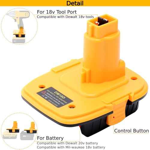 DM18D Battery Adapter Compatible with Dewalt 18v Tools, Convert Compatible with Dewalt 20v or Compatible with Mil-Waukee 18v Li-ion Battery to Work with 18V Cordless Power Tools