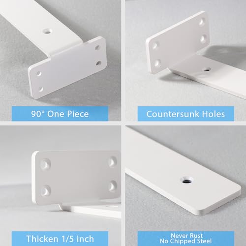 WEKIS 6 Inch Floating Shelf Brackets White - Heavy Duty Metal Support 6 Pack