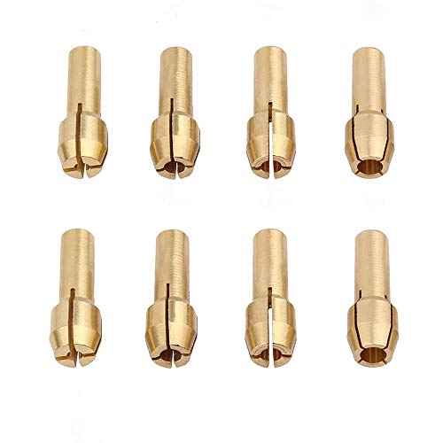 Luo ke 9 Pieces Brass Collet Brass Chuck Fits Dremel Rotary Tools (9Pc Collet Nut set)