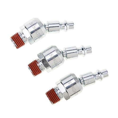 SUNGATOR 3-Pack 1/4 Inch Swivel Air Tool Fittings, 360¡Æ Rotatable 1/4'' Industrial Plugs, 1/4'' MNPT Swivel Air Compressor Hose Fittings, Quick Connect Male NPT Plugs