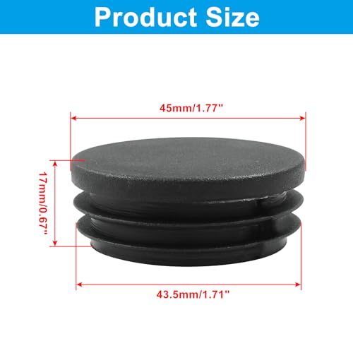 Bonsicoky 1-3/4 Inch Black Plastic Hole Plugs - 4 Pack, Diameter 45mm