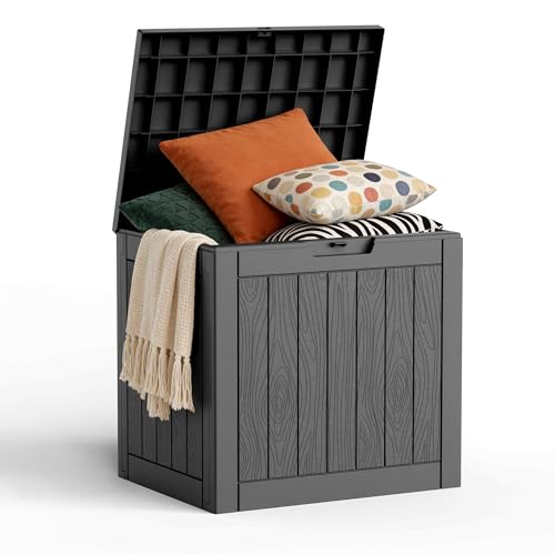 Lockable 35 Gallon Waterproof Outdoor Deck Storage Box Black - Patio Organization