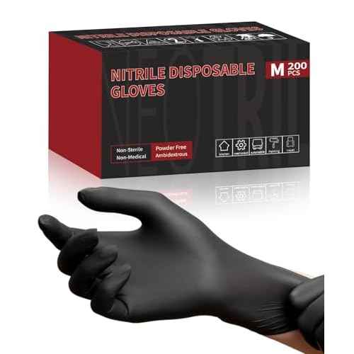 4-Mil Black Nitrile Disposable Gloves, Latex Free, Powder Free, Textured Grip Rubber Gloves for Household Kitchen