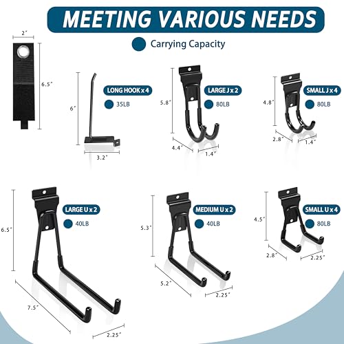 Klasit Black Slatwall Hooks 20-Pack - Durable Garage & Home Organization