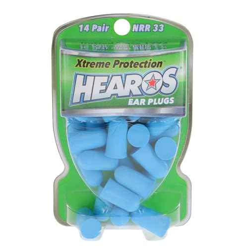 HEAROS Xtreme Protection Ear Plugs, NRR 33, 14 Pair, PU Foam, ANSI Certified, Blue (5826)